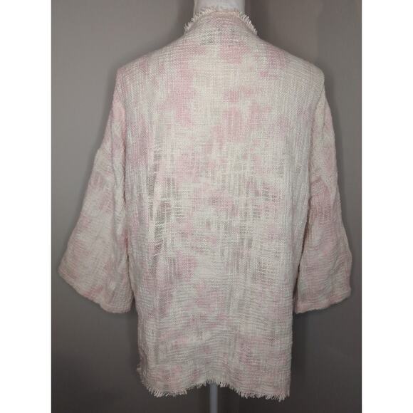 Beautiful Stories Anthropologie pink cream tweed boho beaded - Picture 4 of 10